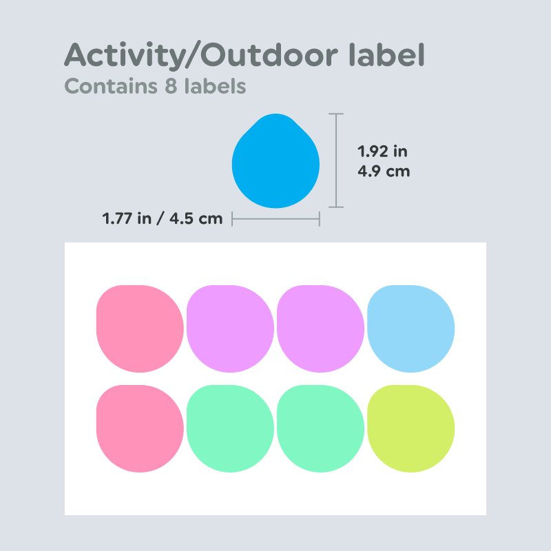 Activity Name Label or Outdoor Name Label Dimensions for Day Care Combo