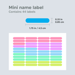 Mini Name Label Dimensions for Day Care Combo