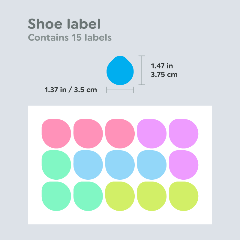 Shoe Name Label Dimensions for Day Care Combo